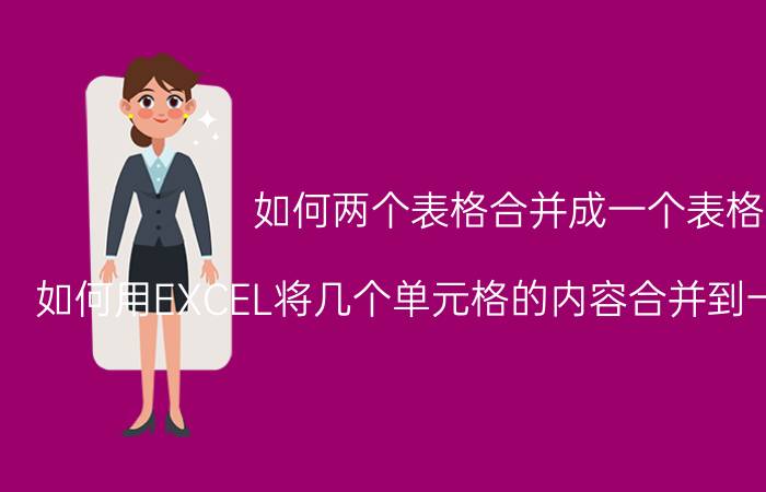 如何两个表格合并成一个表格 如何用EXCEL将几个单元格的内容合并到一个单元格里？